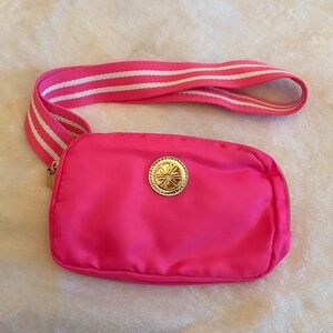 Lilly Pulitzer Pink Crossbody Bag with Gold Medallion
